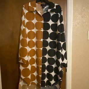 Two-Tone Button-Down Shirt Dress - 2X